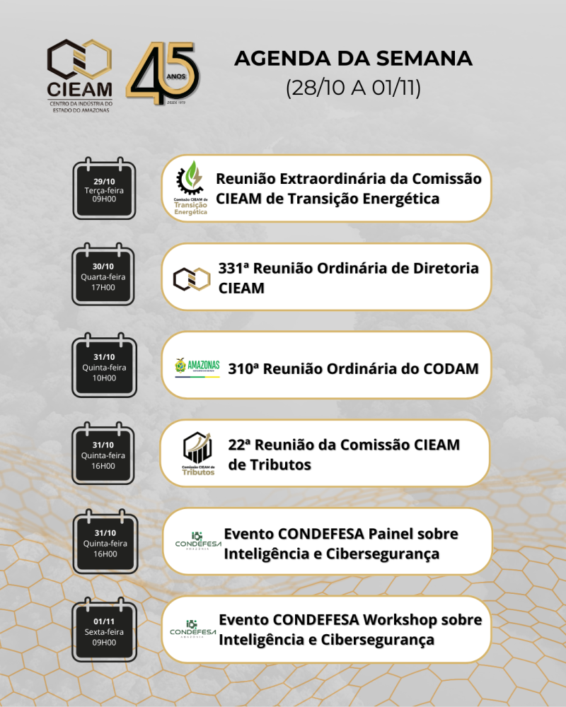 AGENDA CIEAM DE EVENTOS - SEMANA DE 28/10 a 01/11